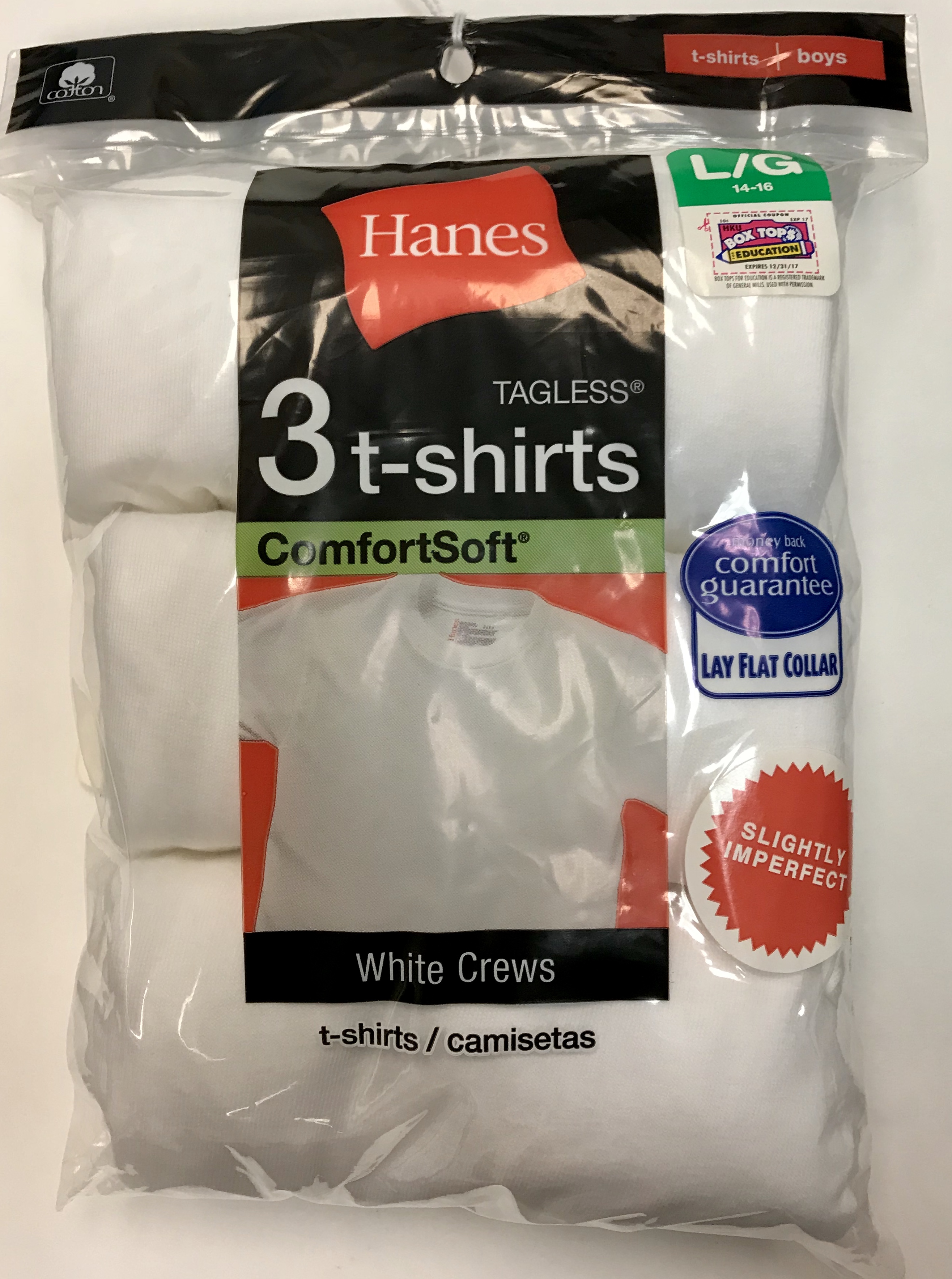 Hanes Boys White T-Shirt IR /3PK youth Hanes-IR