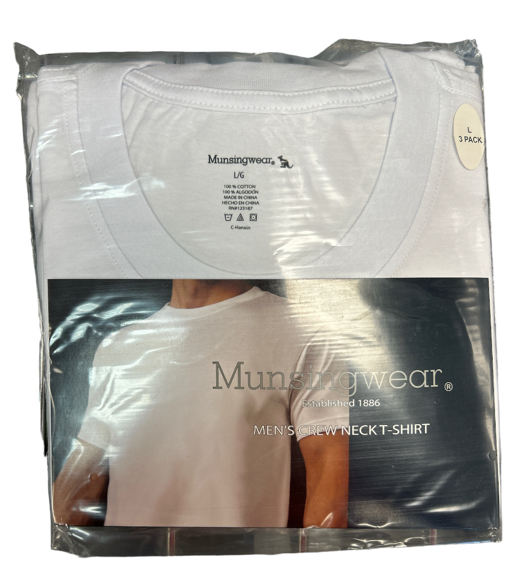 Munsingwear White Crew Neck T-shirt /3PK men Hanes-C/O